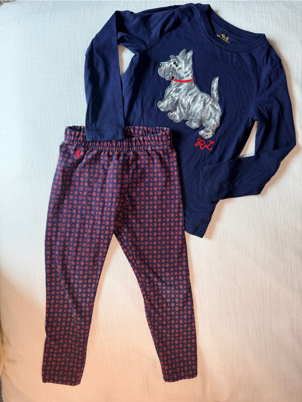Polo Ralph Lauren Scottie Dog Appliqué Shirt and Leggings set size 4T
